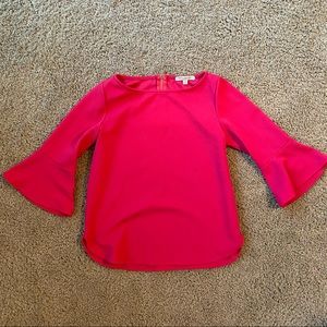 Hot Pink Green Envelope 3/4 length sleeve blouse S